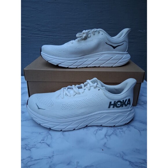 New Hoka Men's Arahi 7 Blanc de Blanc White Steel Wool Running Shoe Size 10 - Picture 6 of 7
